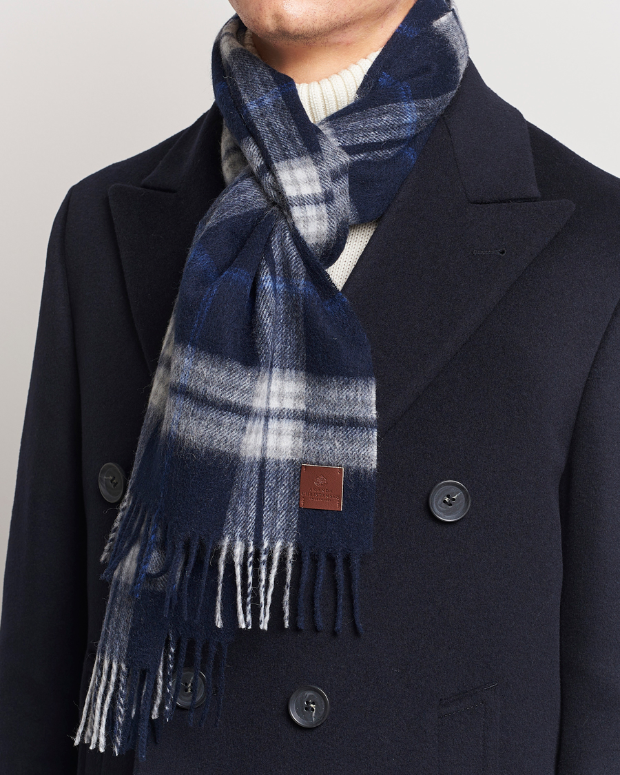 Herren | Amanda ChristensenWool Check ScarfNavy | Amanda Christensen | Amanda ChristensenWool Check ScarfNavy
