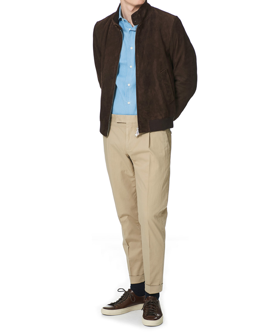 Herren | Hemden | Mazzarelli | Soft Cut Away Denim Shirt Light Indigo