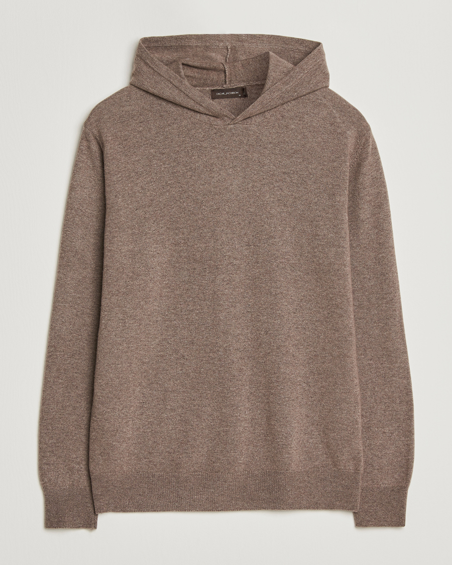 Herren | Pullover | Oscar Jacobson | Pascal Wool/Cashmere Hoodie Light Brown