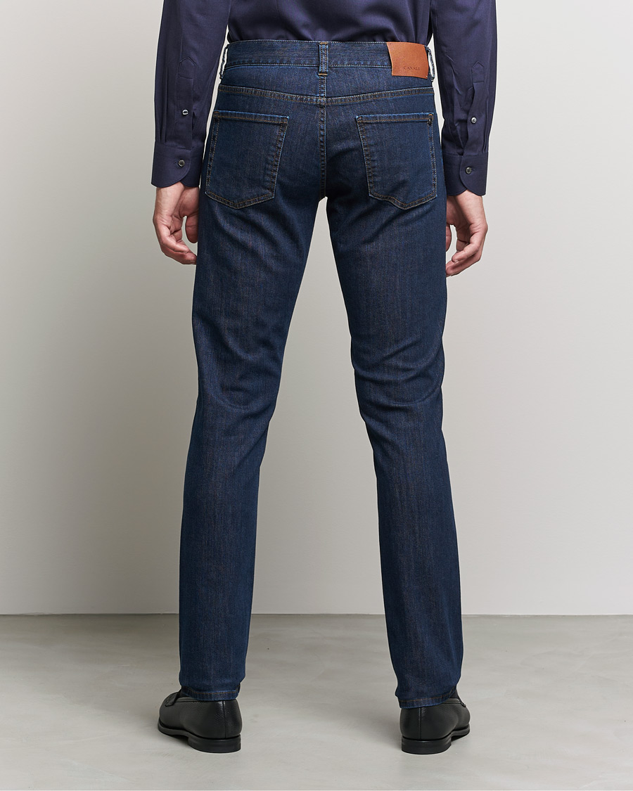 Herren | Jeans | Canali | Slim Fit Stretch Jeans Dark Blue Wash