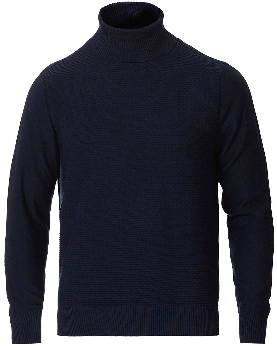 Herren | Pullover | Canali | Micro Pattern Turtleneck Navy