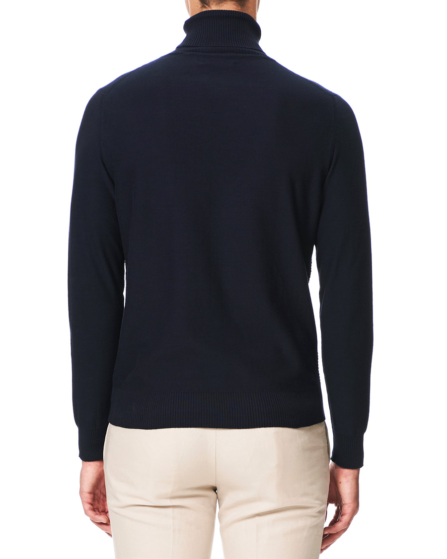 Herren | Pullover | Canali | Micro Pattern Turtleneck Navy