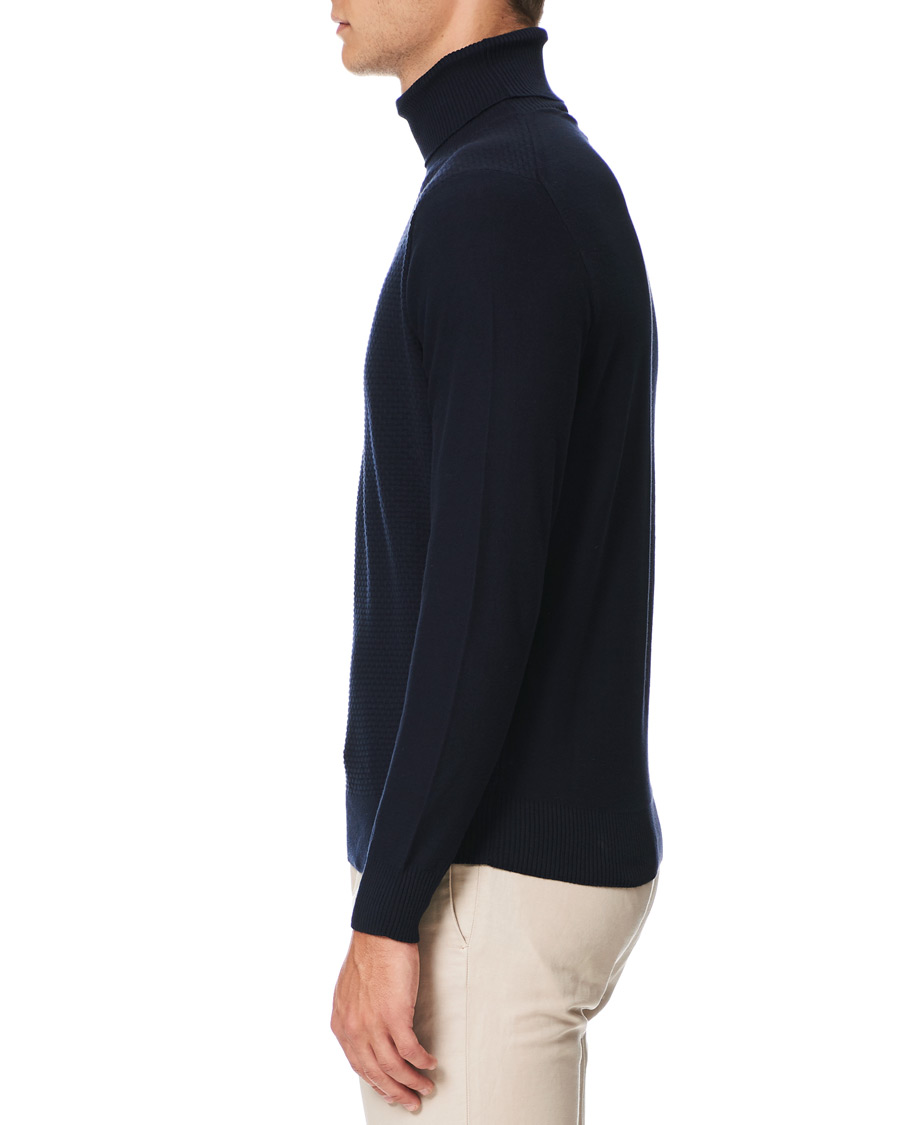 Herren | Pullover | Canali | Micro Pattern Turtleneck Navy