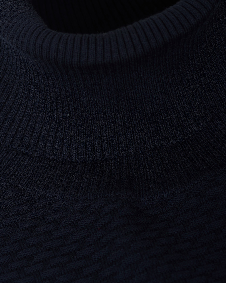 Herren | Pullover | Canali | Micro Pattern Turtleneck Navy