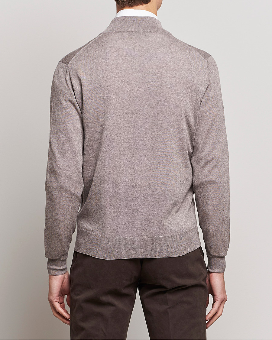 Herren | Pullover | Canali | Merino Wool Full Zip Beige
