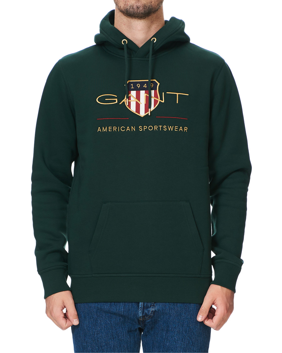 Herren | Pullover | GANT | Archive Shield Hoodie Tartan Green
