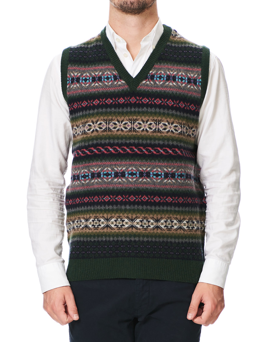 Herren | Pullover | GANT | Holiday Fairisle Slipover Tartan Green
