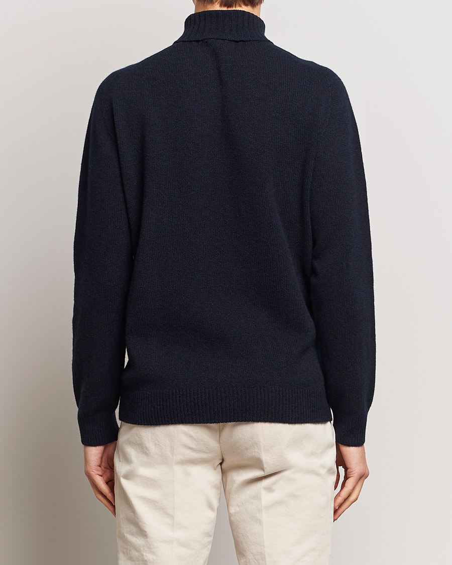 Herren | Pullover | Sunspel | Lambswool Poloshirt Dark Navy Moiline