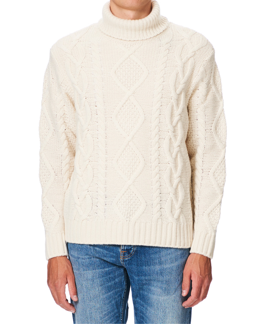Herren | Pullover | Nudie Jeans | Didrik Braided Rollneck Dusty White
