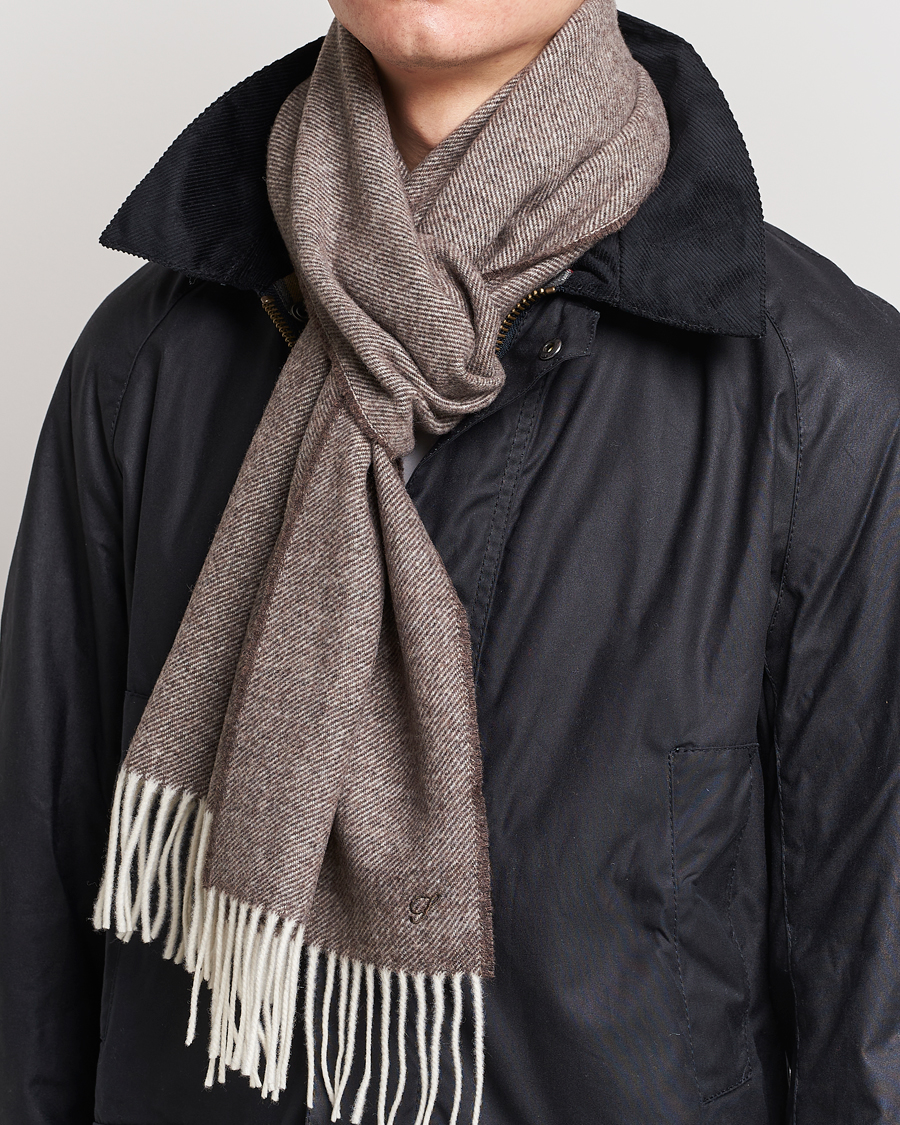 Herren | Stenströms Herringbone Wool Scarf Brown | Stenströms | Herringbone Wool Scarf Brown