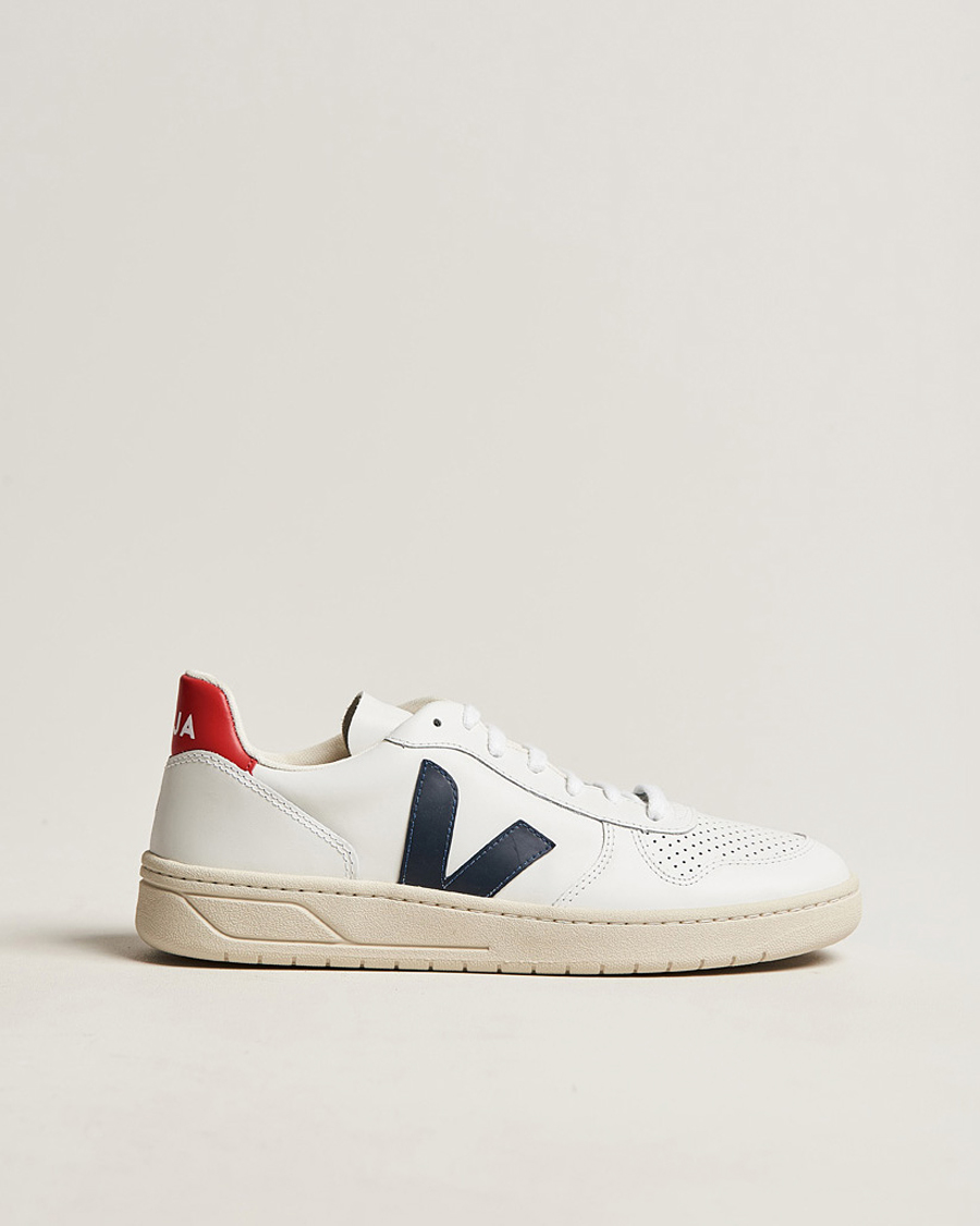 Herren | Veja V-10 Leather Sneaker White Nautico/Pekin | Veja | V-10 Leather Sneaker White Nautico/Pekin