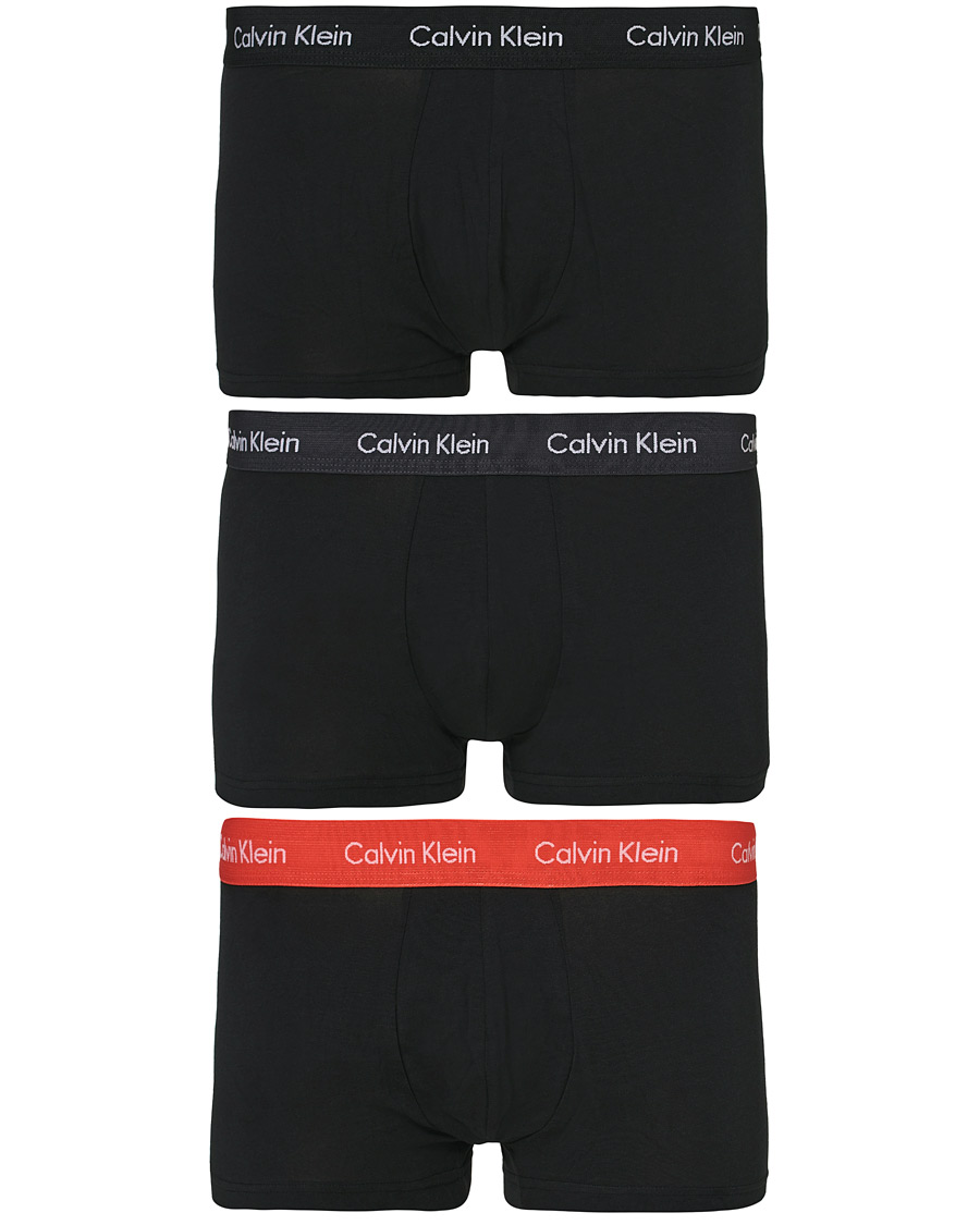 Herren | Unterwäsche | Calvin Klein | Cotton Stretch 3-Pack Low Rise Trunk Black/Coral/Grey