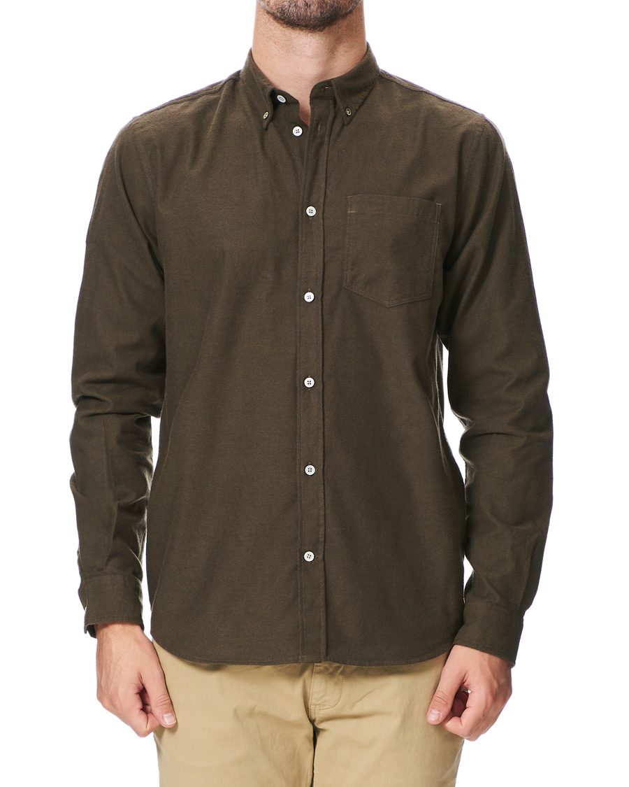 Herren | Hemden | Norse Projects | Anton Brushed Flannel Shirt Dark Green
