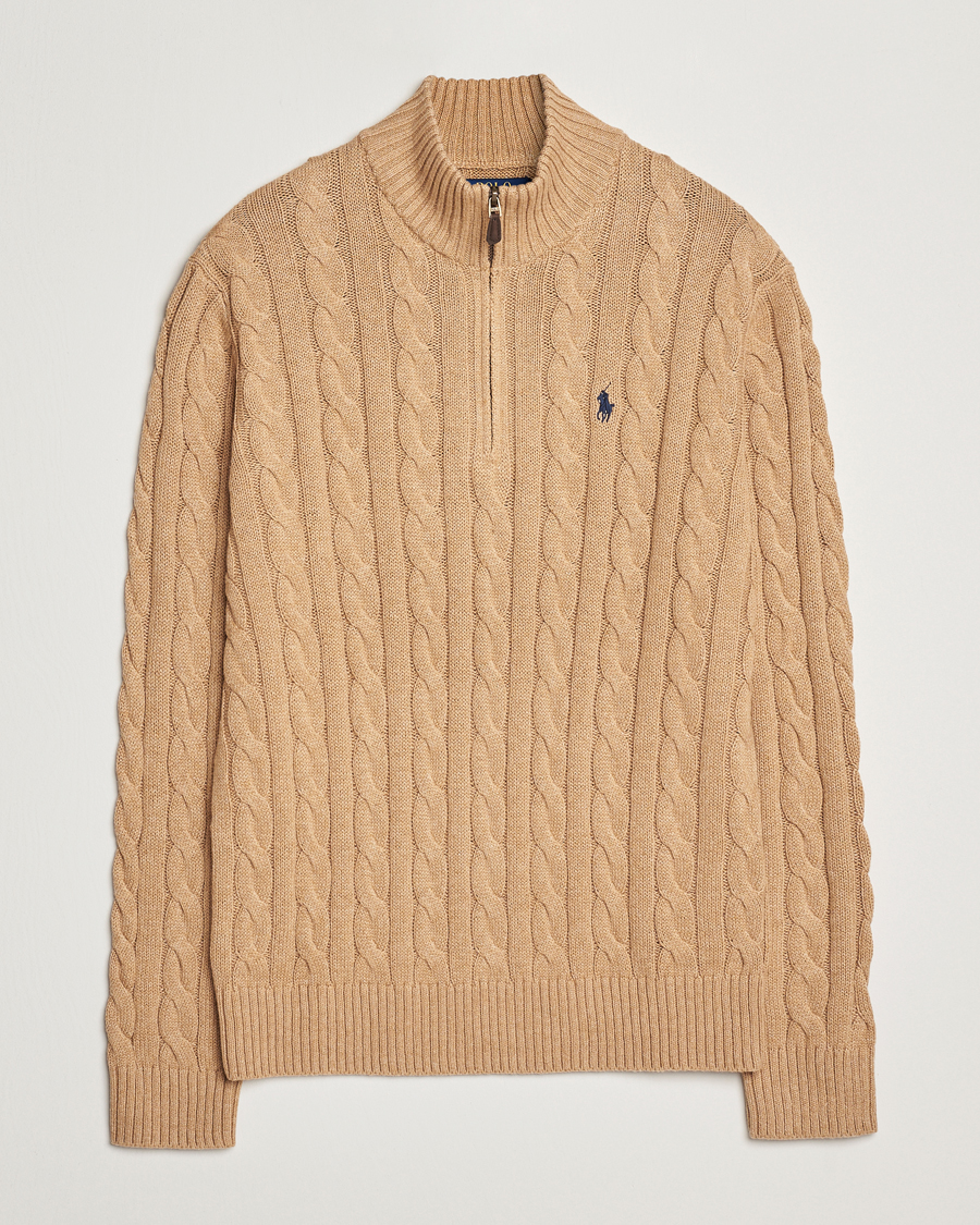 Herren | Pullover | Polo Ralph Lauren | Cotton Cable Half Zip Camel Melange