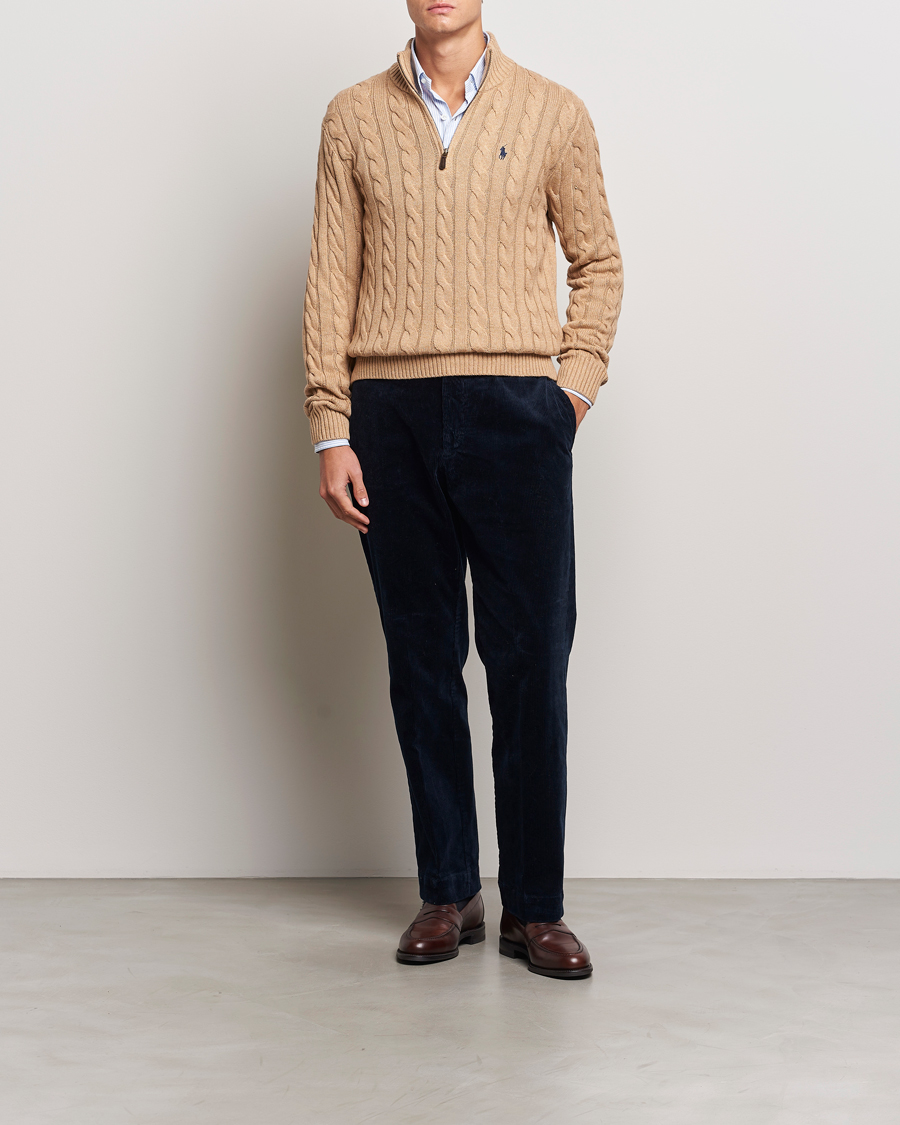 Herren | Pullover | Polo Ralph Lauren | Cotton Cable Half Zip Camel Melange