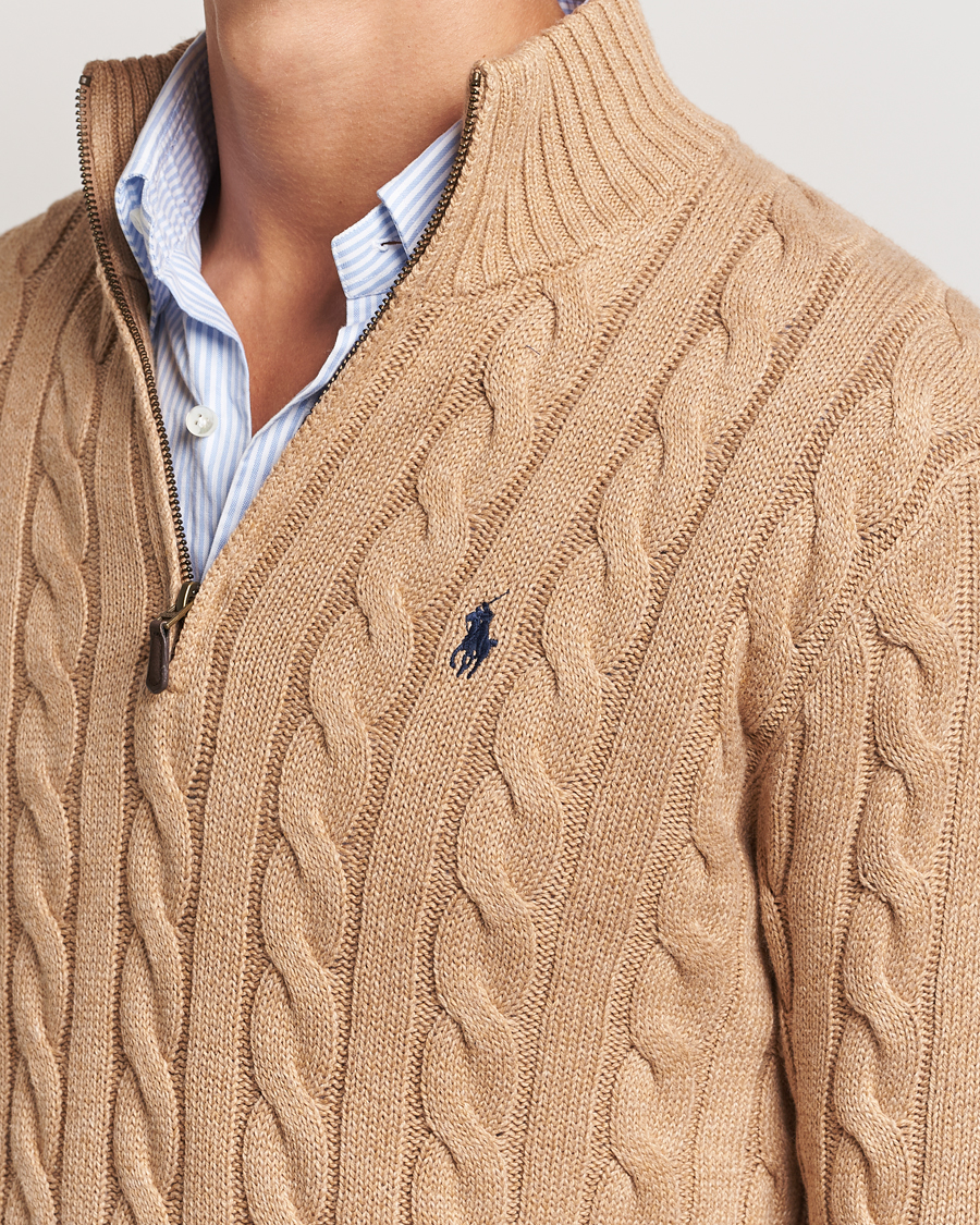 Herren | Pullover | Polo Ralph Lauren | Cotton Cable Half Zip Camel Melange