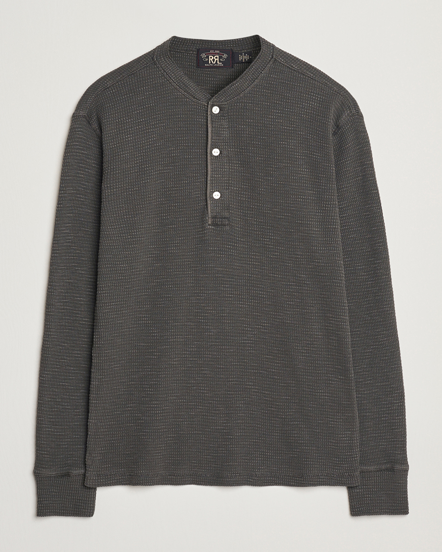 Herren | Pullover | RRL | Long Sleeve Henley Faded Black