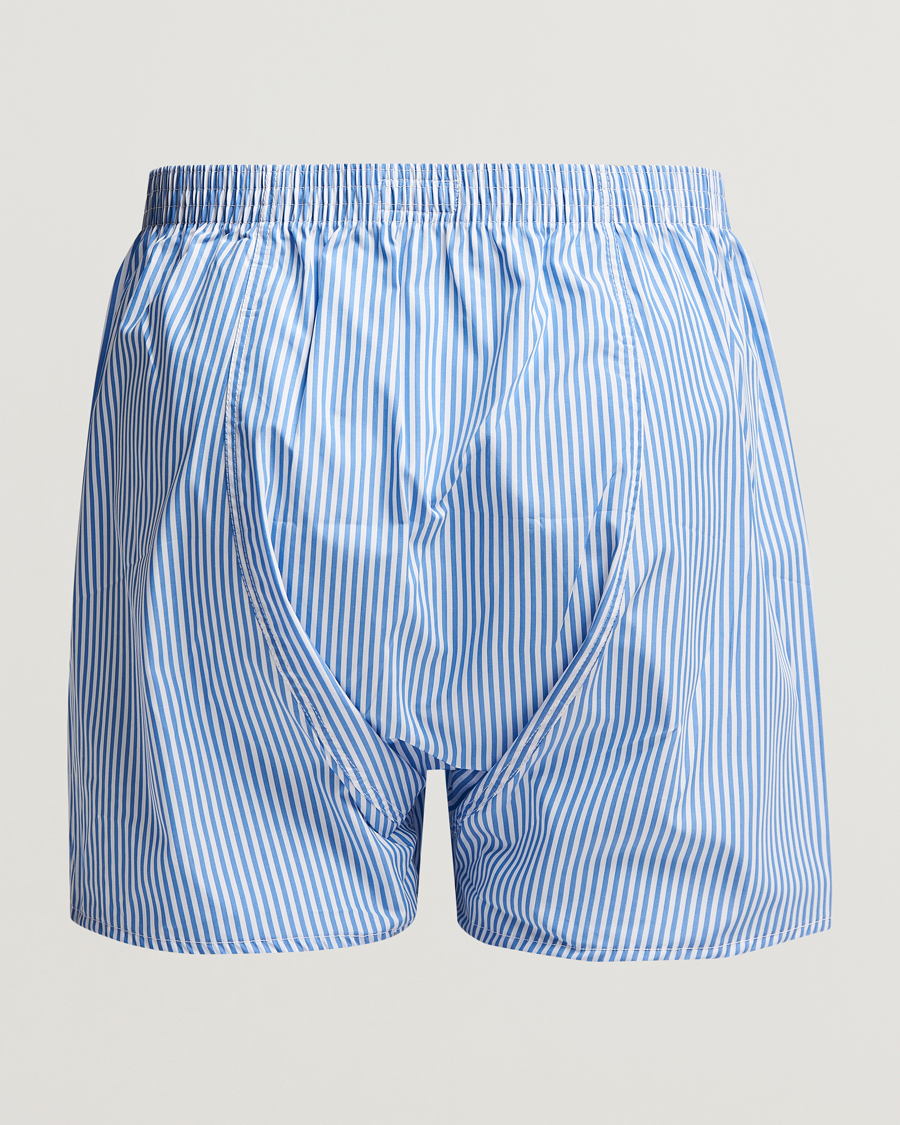 Men | Underwear & Socks | Derek Rose | Classic Fit Cotton Boxer Shorts Blue Stripe