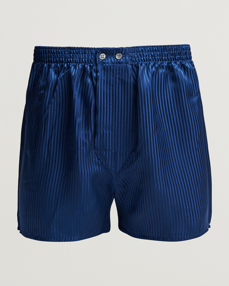 Herren | Unterwäsche | Derek Rose | Classic Fit Silk Boxer Shorts Navy