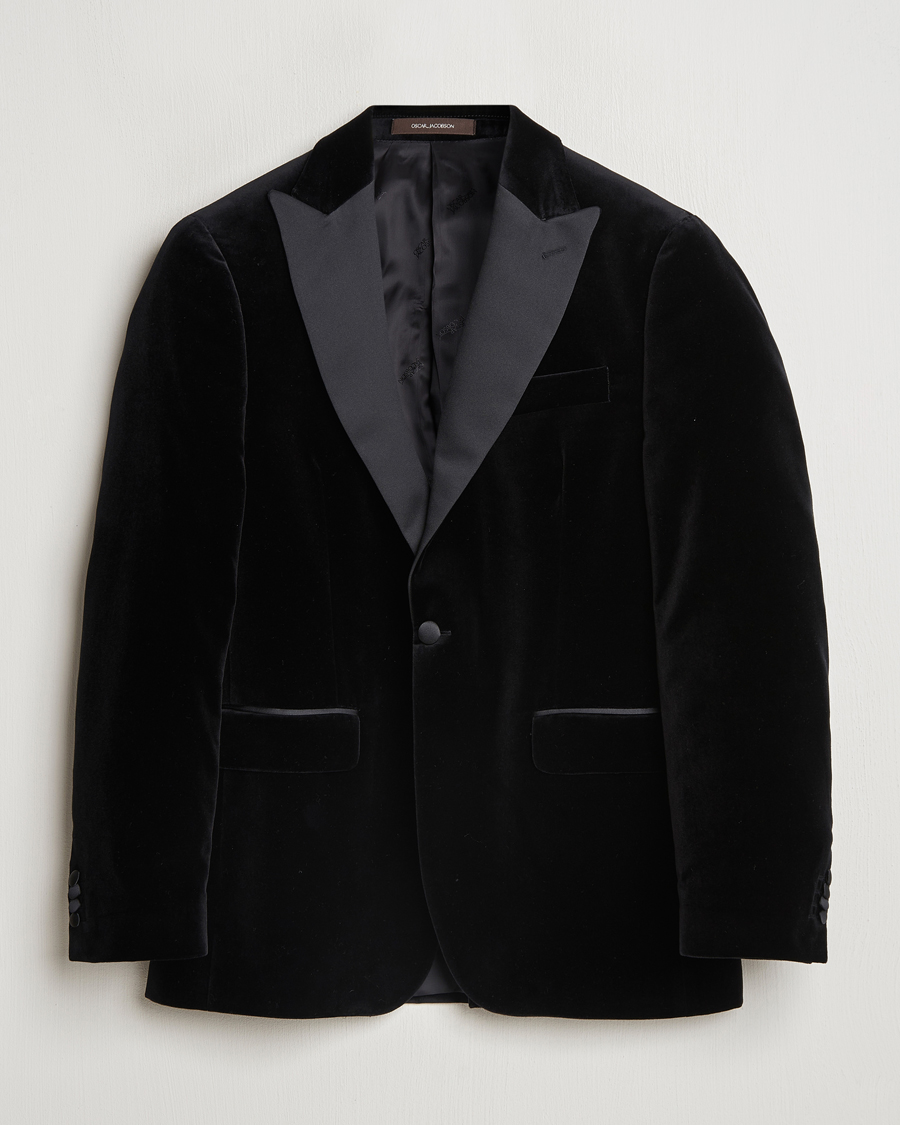 Herren | Sakkos | Oscar Jacobson | Frampton Velvet Tuxedo Blazer Black