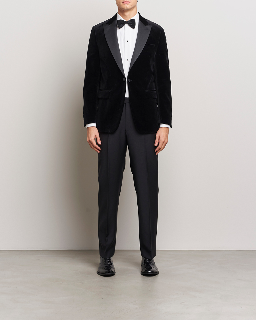 Herren | Sakkos | Oscar Jacobson | Frampton Velvet Tuxedo Blazer Black