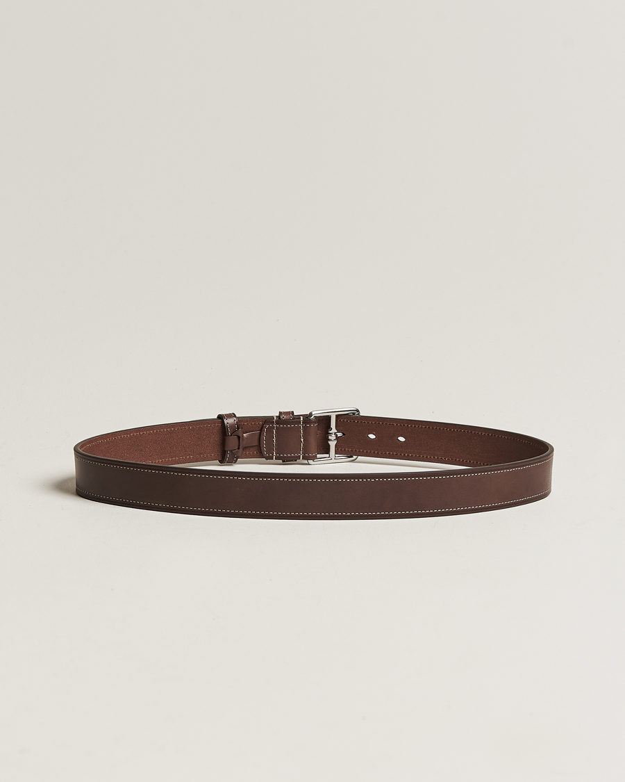 Herren | Kategorie | Anderson's | Bridle Stiched 3,5 cm Leather Belt Brown
