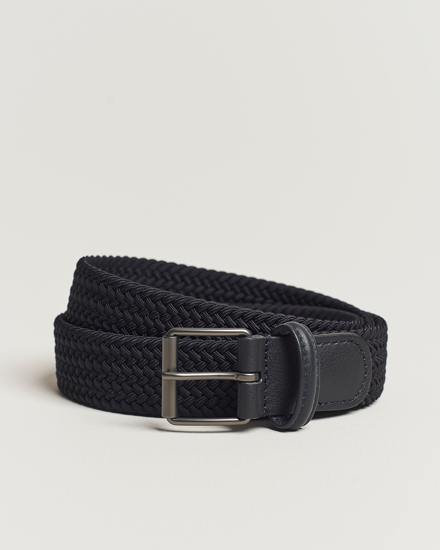 Herren | Gürtel | Anderson's | Elastic Woven 3 cm Belt Navy