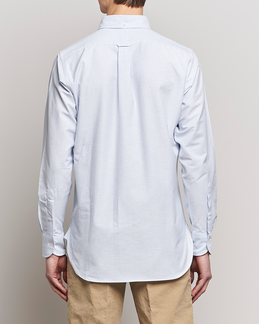 Herren | Hemden | Drake's | Striped Button Down Oxford Shirt Blue