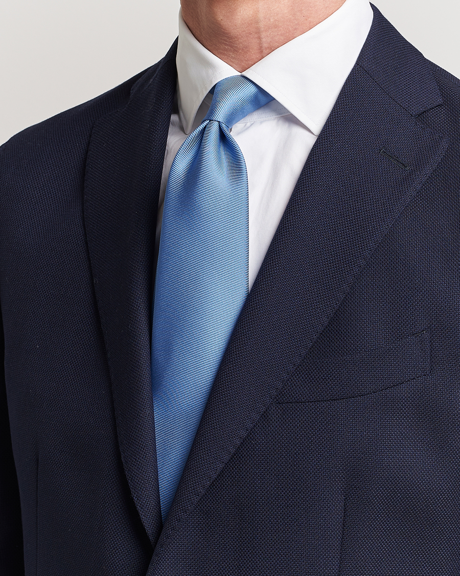 Men | Ties | Drake's | Handrolled Woven Silk 8 cm Tie Blue