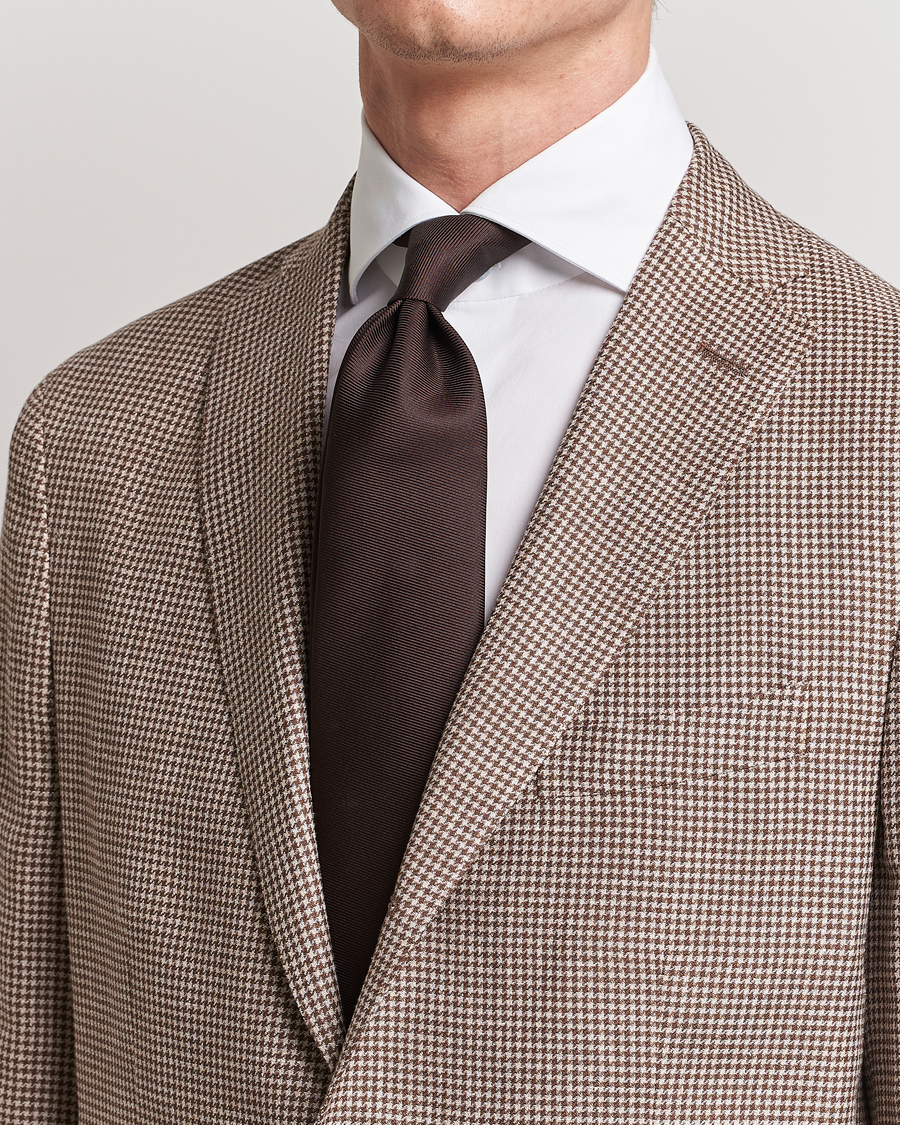Herren | Drake's | Drake\'s | Handrolled Woven Silk 8 cm Tie Brown