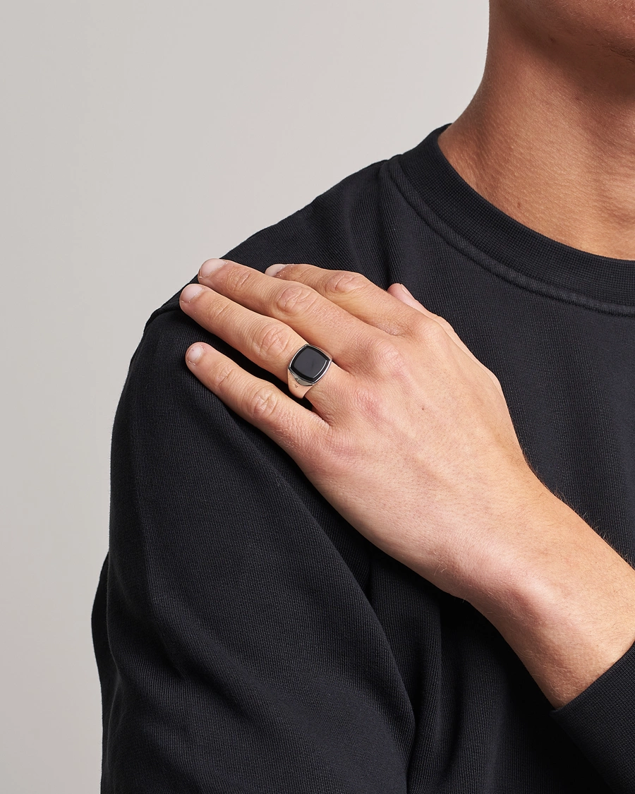 Herren | Special gifts | Tom Wood | Cushion Black Onyx Ring Silver