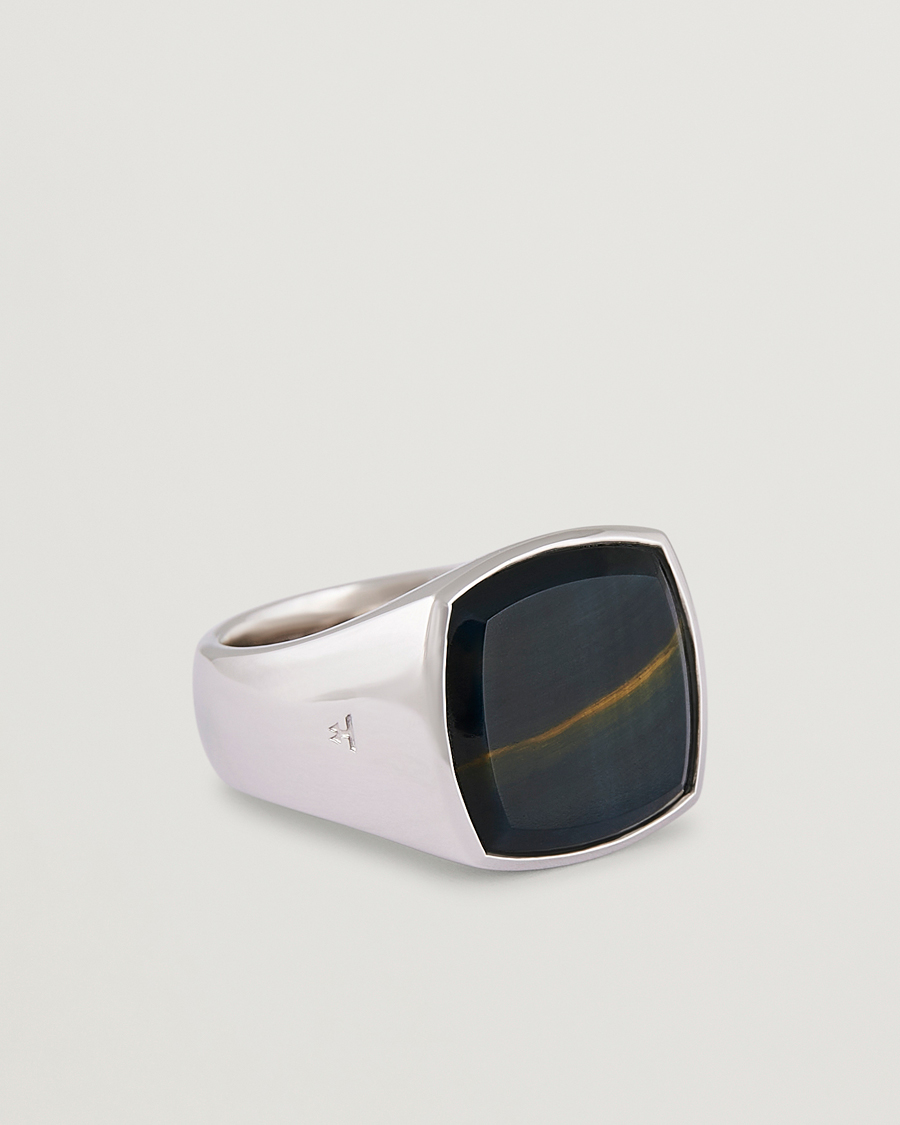 Herren | Schmuck | Tom Wood | Cushion Blue Hawk Eye Ring Silver