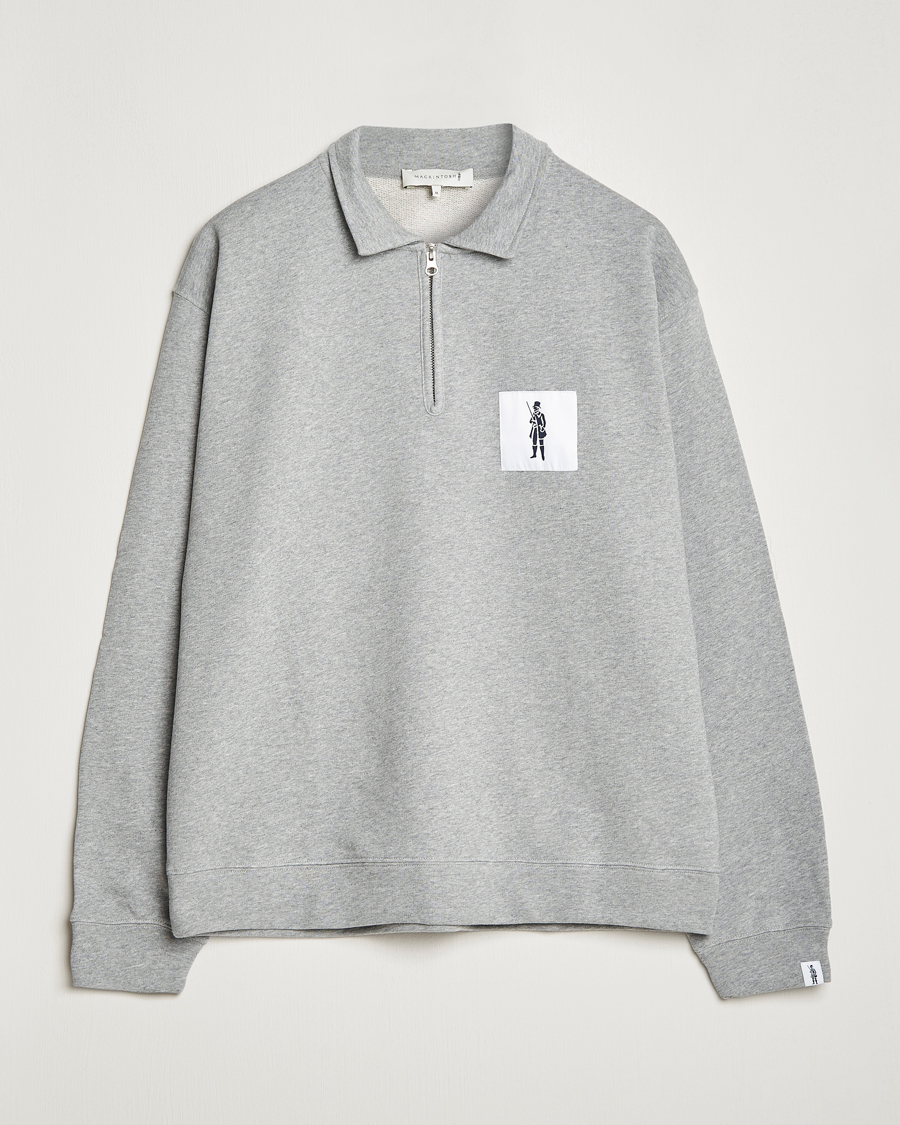Herren | Pullover | Mackintosh | Dandyman Zip Sweat Grey Melange