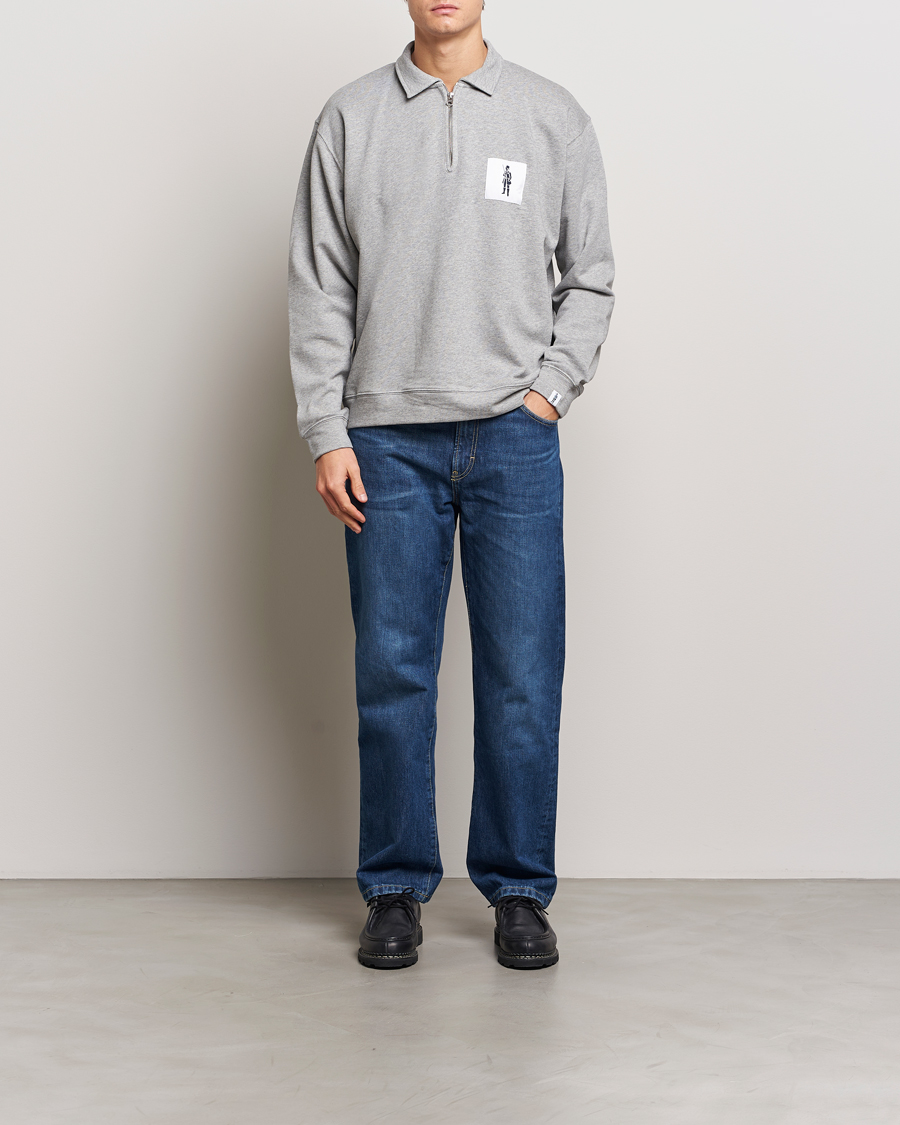 Herren | Pullover | Mackintosh | Dandyman Zip Sweat Grey Melange