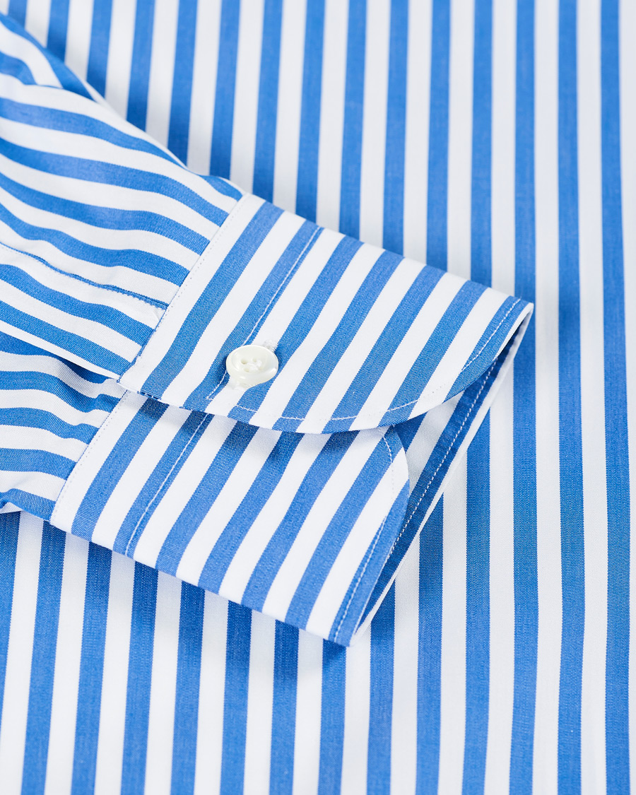 Herren | Hemden | Mazzarelli | Soft Cotton Cut Away Shirt Blue/White
