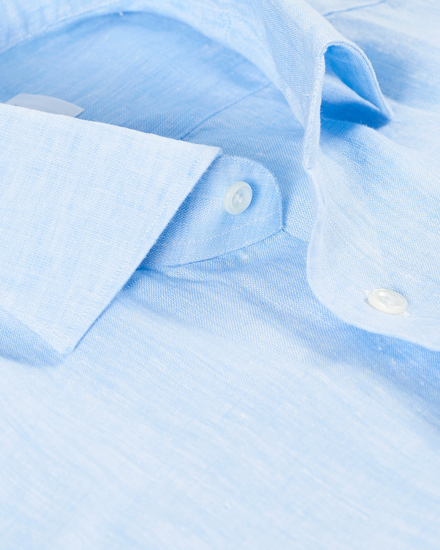 Herren | Hemden | Mazzarelli | Linen Cut Away Shirt Light Blue