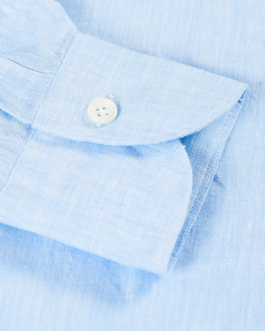 Herren | Hemden | Mazzarelli | Linen Cut Away Shirt Light Blue