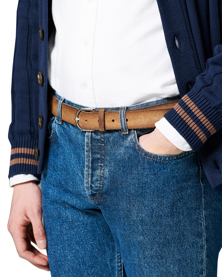 Herren | Orciani Handmade Suede Belt 3 cm Sabbia | Orciani | Handmade Suede Belt 3 cm Sabbia