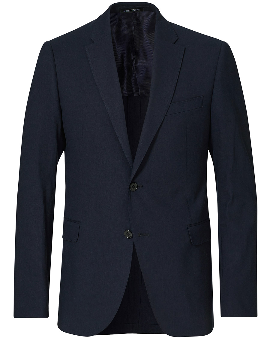 Herren | Sakkos | Emporio Armani | Slim Fit Techno Linen Stretch Blazer Navy