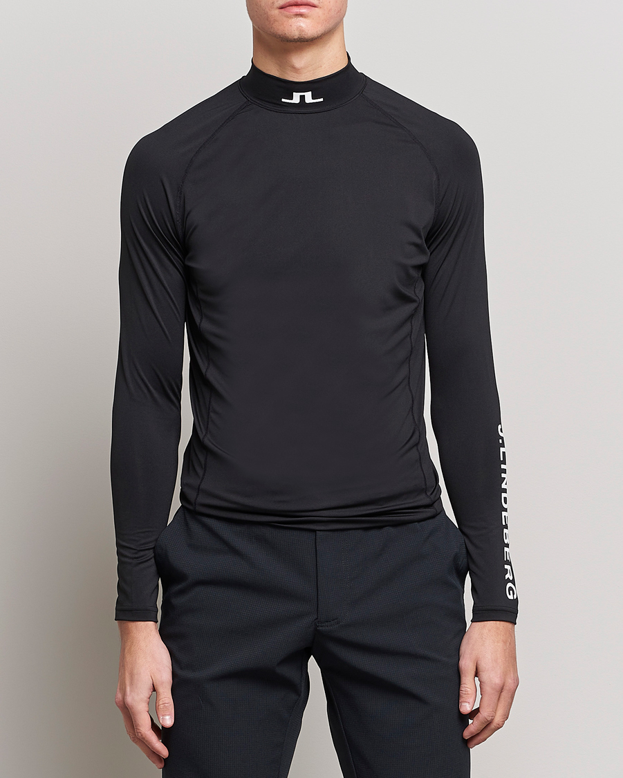 Herren | Schwartze t-shirts | J.Lindeberg | Aello Soft Compression Tee Black