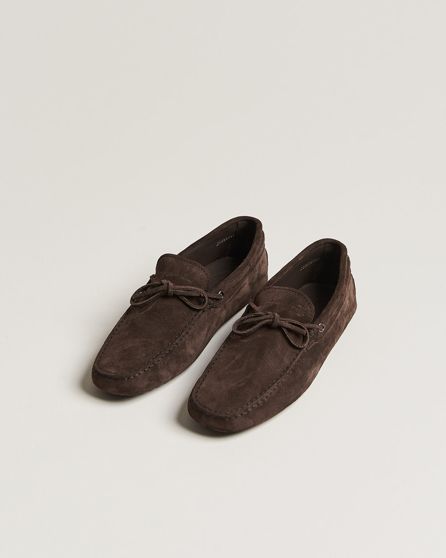 Men | Tod's | Tod\'s | Lacetto Gommino Carshoe Dark Brown Suede