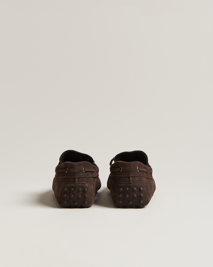 Herren | Tod's Lacetto Gommino Carshoe Dark Brown Suede | Tod's | Lacetto Gommino Carshoe Dark Brown Suede