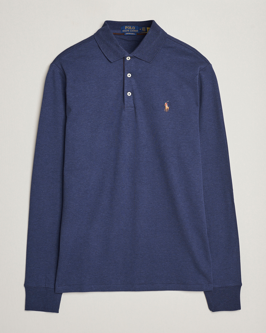 Herren | Poloshirts | Polo Ralph Lauren | Pima Cotton Custom Fit LS Polo Spring Navy Heather