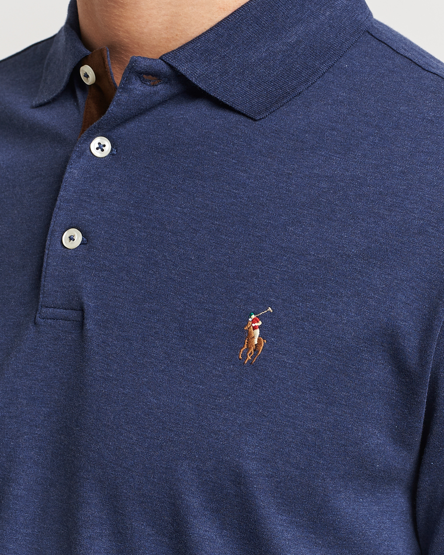 Herren | Poloshirts | Polo Ralph Lauren | Pima Cotton Custom Fit LS Polo Spring Navy Heather