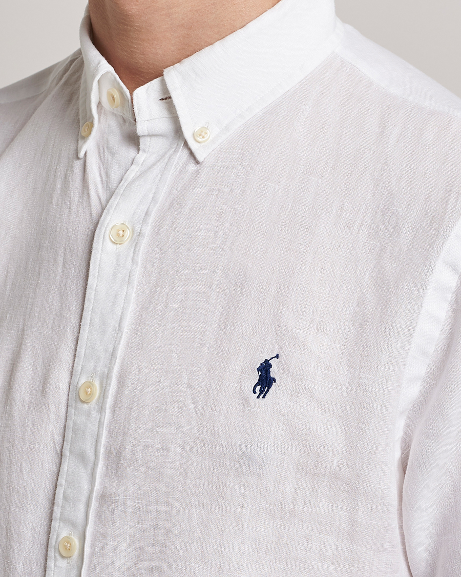 Herren | Hemden | Polo Ralph Lauren | Slim Fit Linen Short Sleeve Shirt White