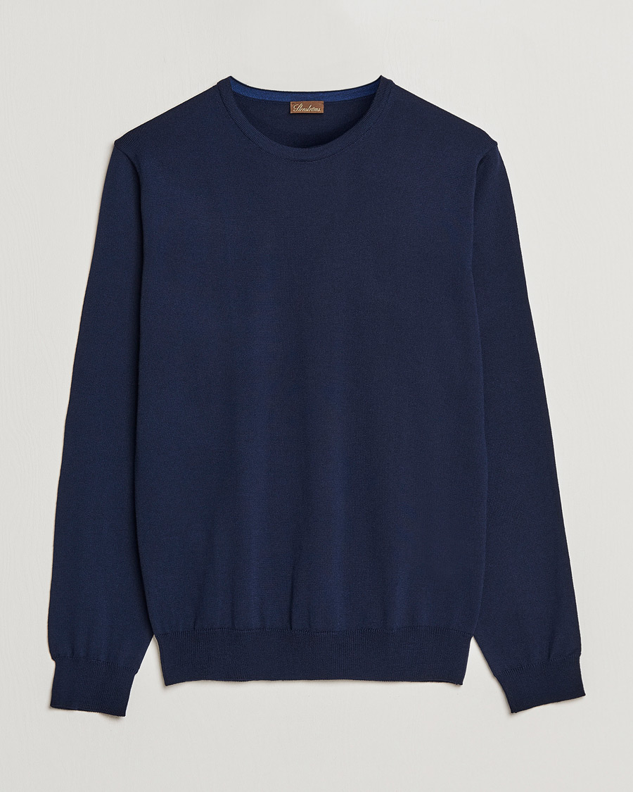 Herren | Pullover | Stenströms | Merino Crew Neck Navy