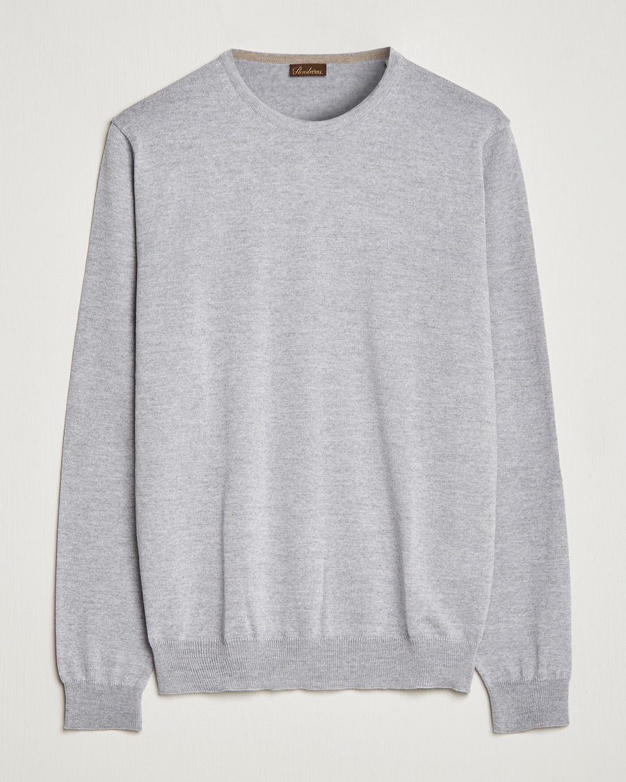 Herren | Pullover | Stenströms | Merino Crew Neck Light Grey