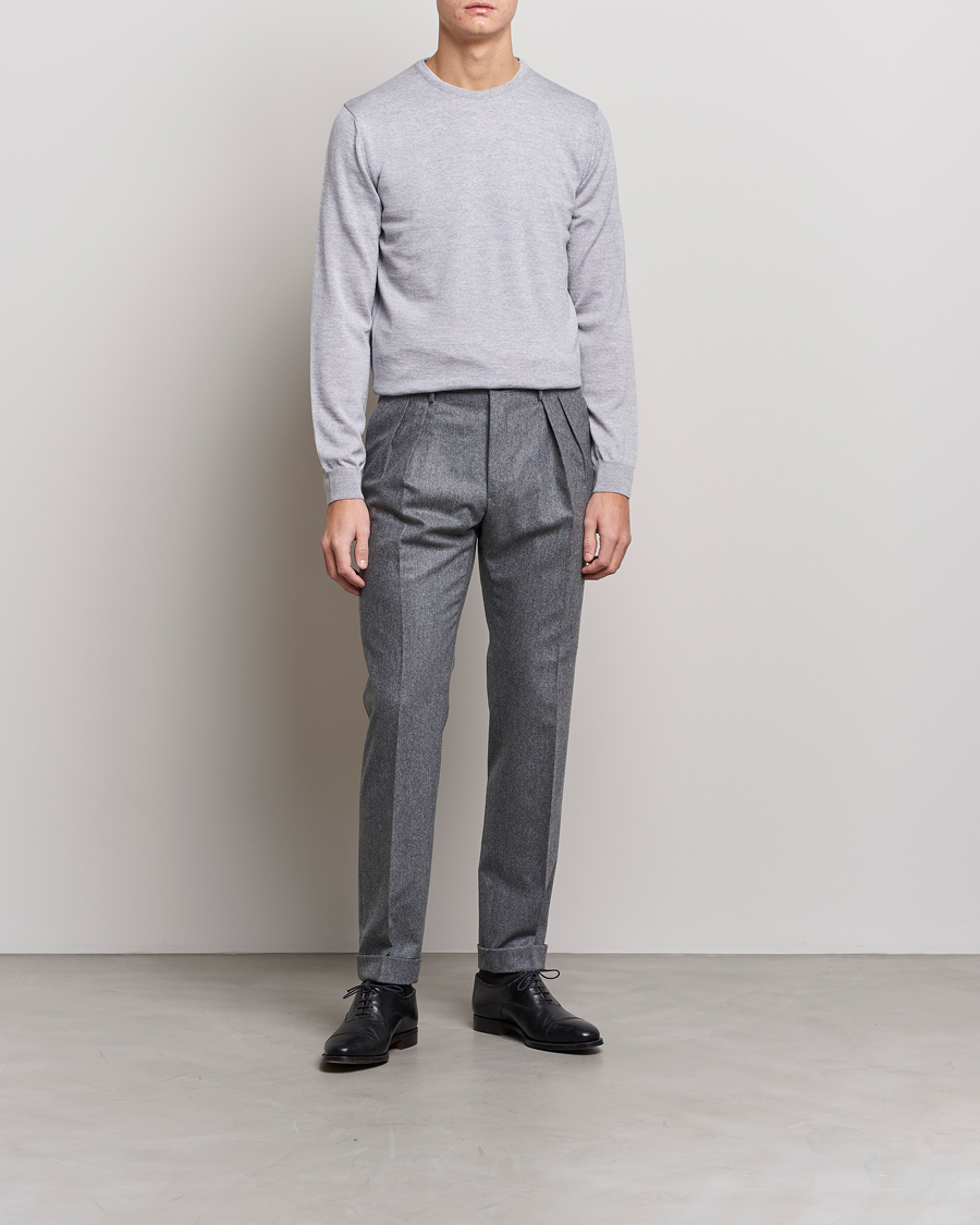 Herren | Pullover | Stenströms | Merino Crew Neck Light Grey