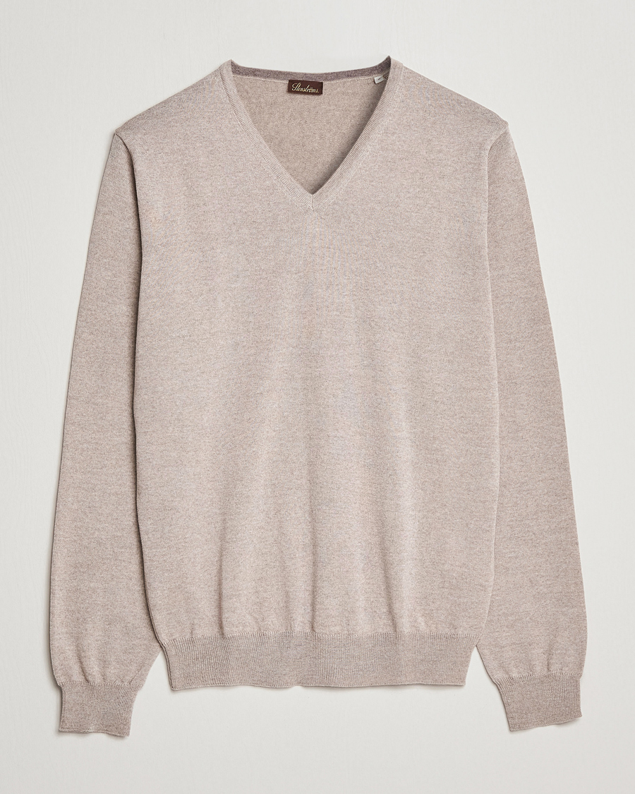 Herren | Pullover | Stenströms | Merino V-Neck Sand