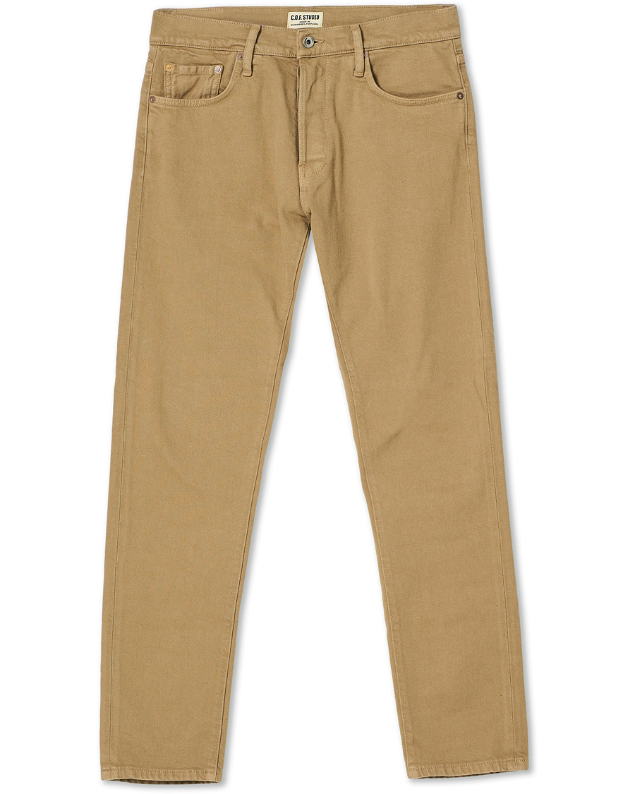 Herren | Jeans | C.O.F. Studio | M7 Tapered Organic Cotton Stretch Jeans Khaki Beige